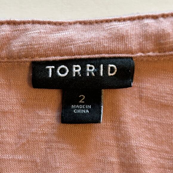 Torrid Embroidered Peasant Top Womens Size 2X Dusty Rose Tassel Babydoll Blouse - Picture 8 of 12